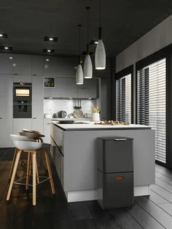 Abfalleimer Totem mit separater Recycling-Einheit, 2 x 30 L