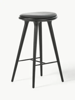 Barhocker High Stool aus Buchenholz und Leder