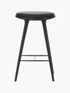 Barhocker High Stool aus Buchenholz und Leder