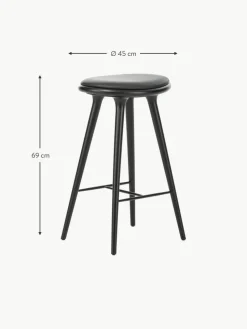 Barhocker High Stool aus Buchenholz und Leder