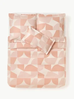 Baumwoll-Bettdeckenbezug Elinor mit geometrischem Muster
