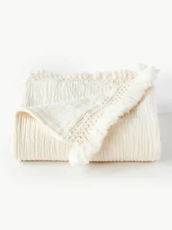 Baumwolldecke Piera mit Fransen