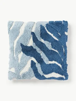 Baumwoll-Kissenhülle Sela mit getuftetem Pflanzen-Motiv