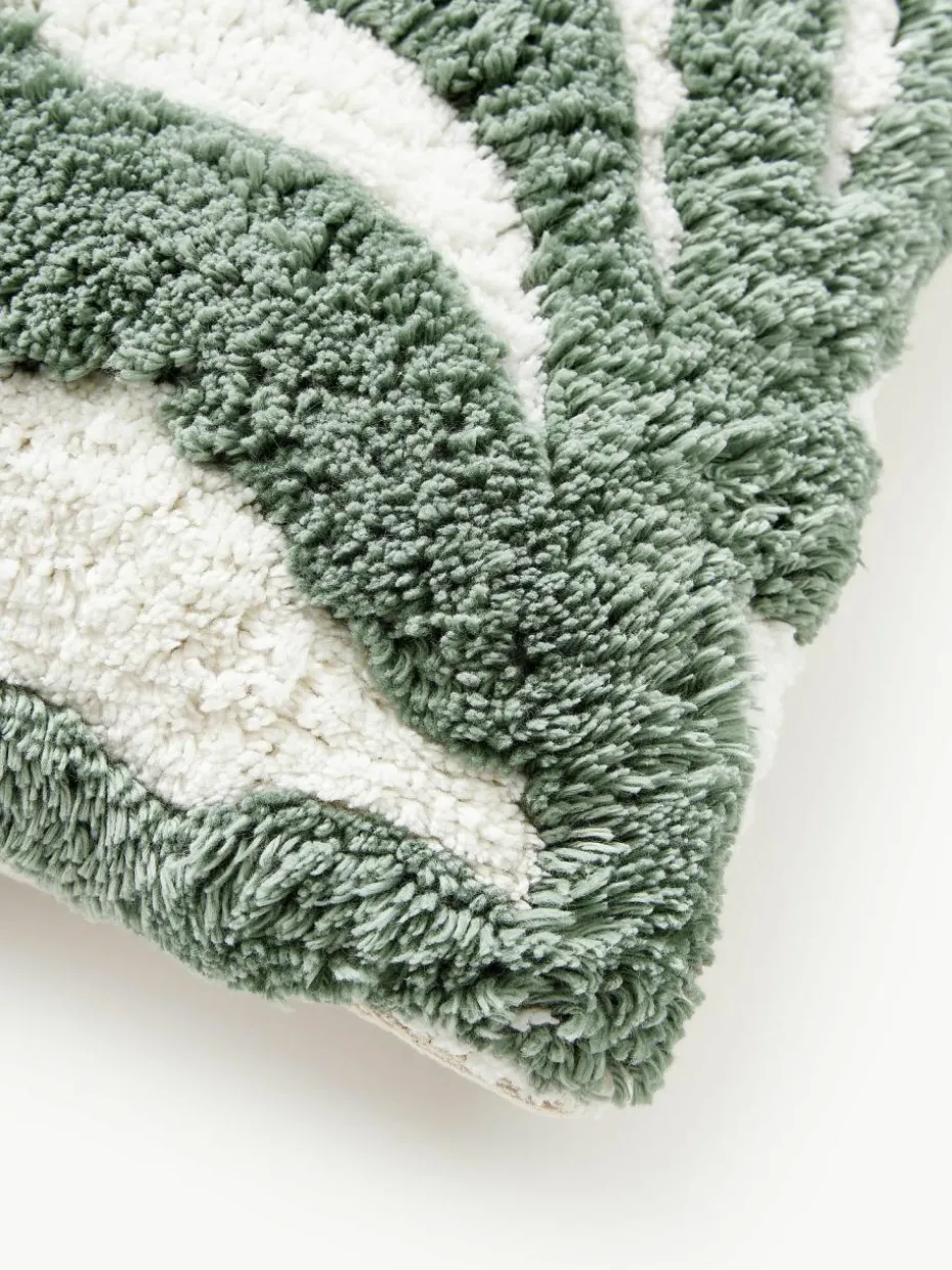 Baumwoll-Kissenhülle Sela mit getuftetem Pflanzen-Motiv