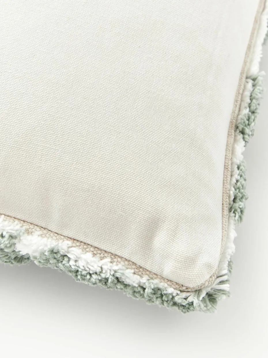 Baumwoll-Kissenhülle Sela mit getuftetem Pflanzen-Motiv