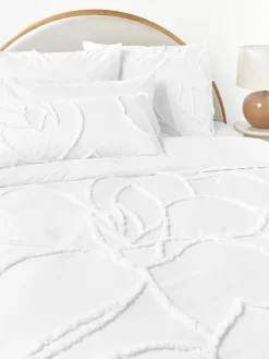 Baumwollperkal-Bettdeckenbezug Madeline mit getufteter Verzierung