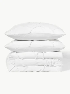 Baumwollperkal-Bettdeckenbezug Madeline mit getufteter Verzierung