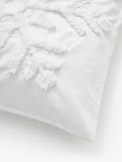 Baumwollperkal-Kopfkissenbezug Vidal mit getuftetem Schneeflocken-Motiv