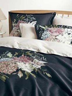 Baumwollsatin-Bettdeckenbezug Margot mit Blumen-Print
