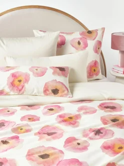 Baumwollsatin-Bettdeckenbezug Fiorella mit Blumen-Print