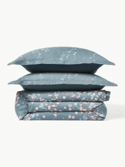 Baumwollsatin-Bettdeckenbezug Sakura mit Blumen-Print