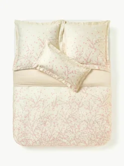 Baumwollsatin-Bettdeckenbezug Sakura mit Blumen-Print