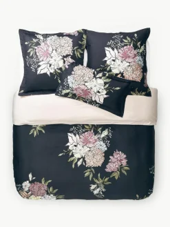 Baumwollsatin-Bettdeckenbezug Margot mit Blumen-Print