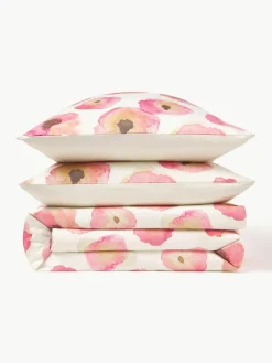 Baumwollsatin-Bettdeckenbezug Fiorella mit Blumen-Print