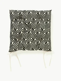 Baumwoll-Sitzkissen Sevil mit grafischer Verzierung, 2 Stück