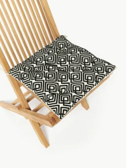 Baumwoll-Sitzkissen Sevil mit grafischer Verzierung, 2 Stück