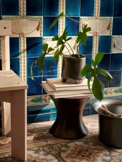 Übertopf Esca aus Steinzeug, H 21 cm