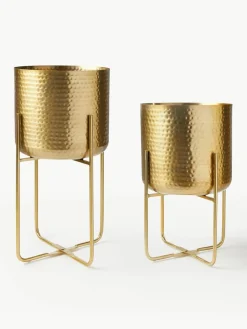 Übertopf-Set Nives aus Metall in Hammerschlag-Optik, 2er-Set