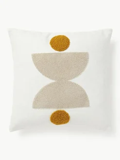 Bestickte Baumwoll-Kissenhülle Izad mit Hoch-Tief-Struktur