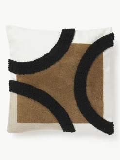 Bestickte Baumwoll-Kissenhülle Reza mit Hoch-Tief-Struktur