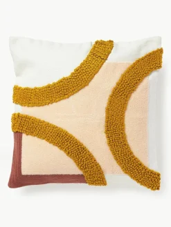 Bestickte Baumwoll-Kissenhülle Reza mit Hoch-Tief-Struktur