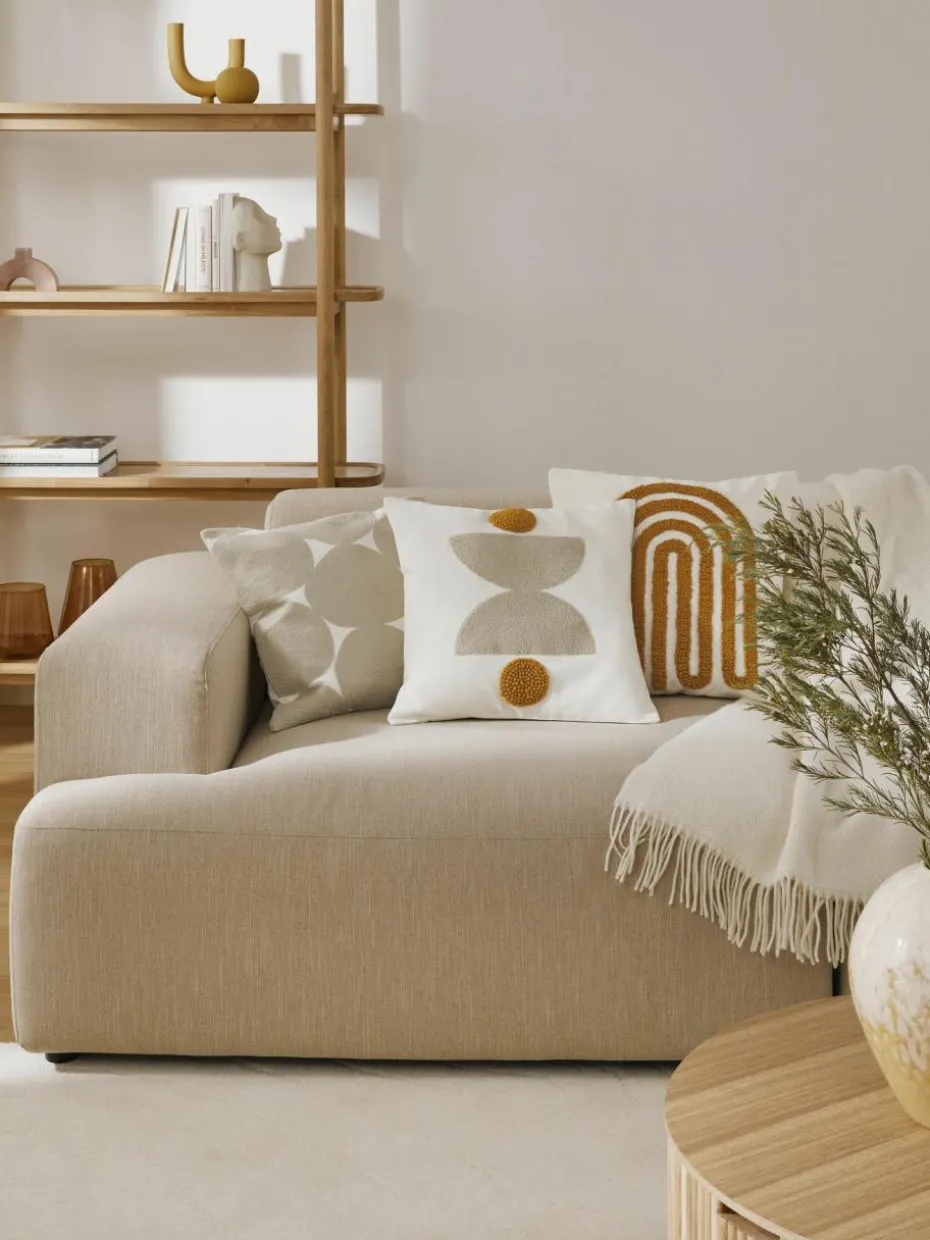 Bestickte Baumwoll-Kissenhülle Izad mit Hoch-Tief-Struktur