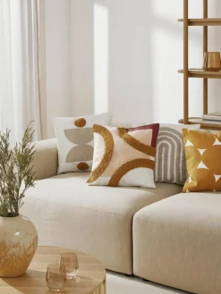 Bestickte Baumwoll-Kissenhülle Reza mit Hoch-Tief-Struktur