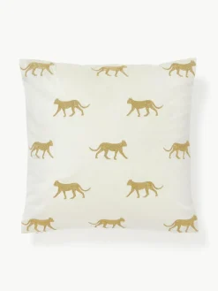 Bestickte Samt-Kissenhülle Cheetah