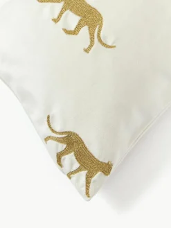 Bestickte Samt-Kissenhülle Cheetah