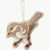 Bestickte Stoff-Baumanhänger Bird, 2 Stück