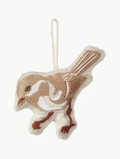 Bestickte Stoff-Baumanhänger Bird, 2 Stück