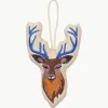 Bestickte Stoff-Baumanhänger Reindeer, 2 Stück