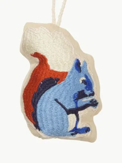 Bestickte Stoff-Baumanhänger Squirrel, 2 Stück