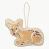 Bestickte Stoff-Baumanhänger Baby Deer, 2 Stück
