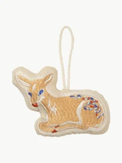 Bestickte Stoff-Baumanhänger Baby Deer, 2 Stück