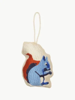 Bestickte Stoff-Baumanhänger Squirrel, 2 Stück