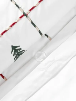 Bestickter Baumwollperkal-Kopfkissenbezug Rudy mit Weihnachtsmotiven