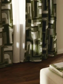 Blickdichter Chenille-Vorhang Felice mit Schlaufenband, 2 Stück