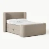 Bouclé-Boxspringbett Perla mit Stauraum
