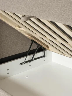 Bouclé-Boxspringbett Perla mit Stauraum