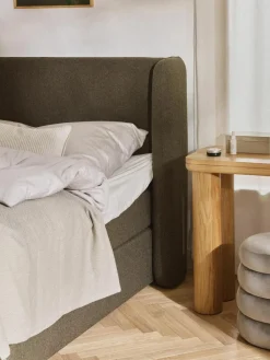 Bouclé-Boxspringbett Perla mit Stauraum