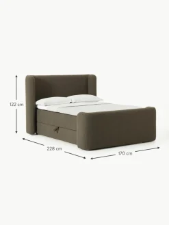 Bouclé-Boxspringbett Perla mit Stauraum