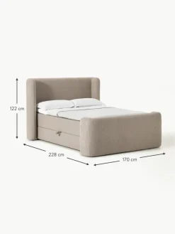 Bouclé-Boxspringbett Perla mit Stauraum