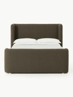 Bouclé-Boxspringbett Perla mit Stauraum