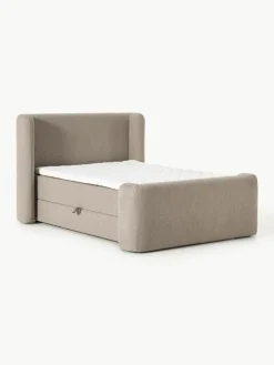Bouclé-Boxspringbett Perla mit Stauraum