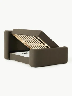 Bouclé-Boxspringbett Perla mit Stauraum