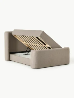 Bouclé-Boxspringbett Perla mit Stauraum