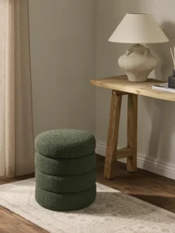 Bouclé-Hocker Alto mit Stauraum