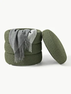 Bouclé-Hocker Alto mit Stauraum