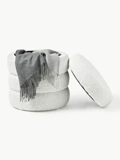 Bouclé-Hocker Alto mit Stauraum